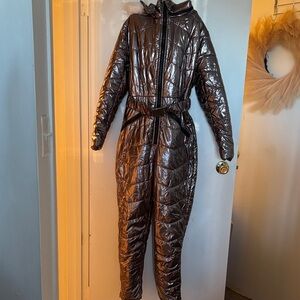 Glossy Black/Copper Quilted Snowsuit